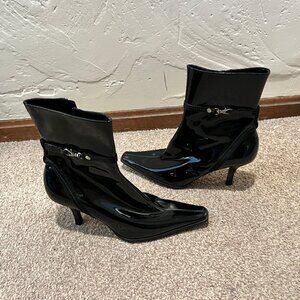 Enzo Angiolini Black Patent Leather Boots Size 6.5 M